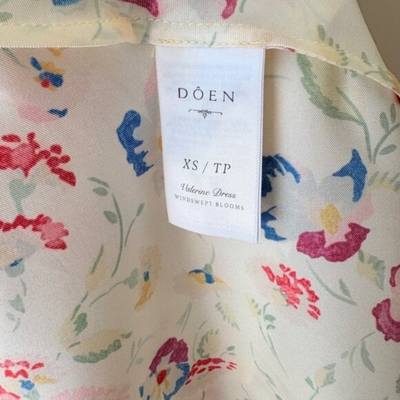 NEW DOEN Valerine SIlk Blend Dress Windswept Blooms Cream Floral | US XS - Picture 14 of 16